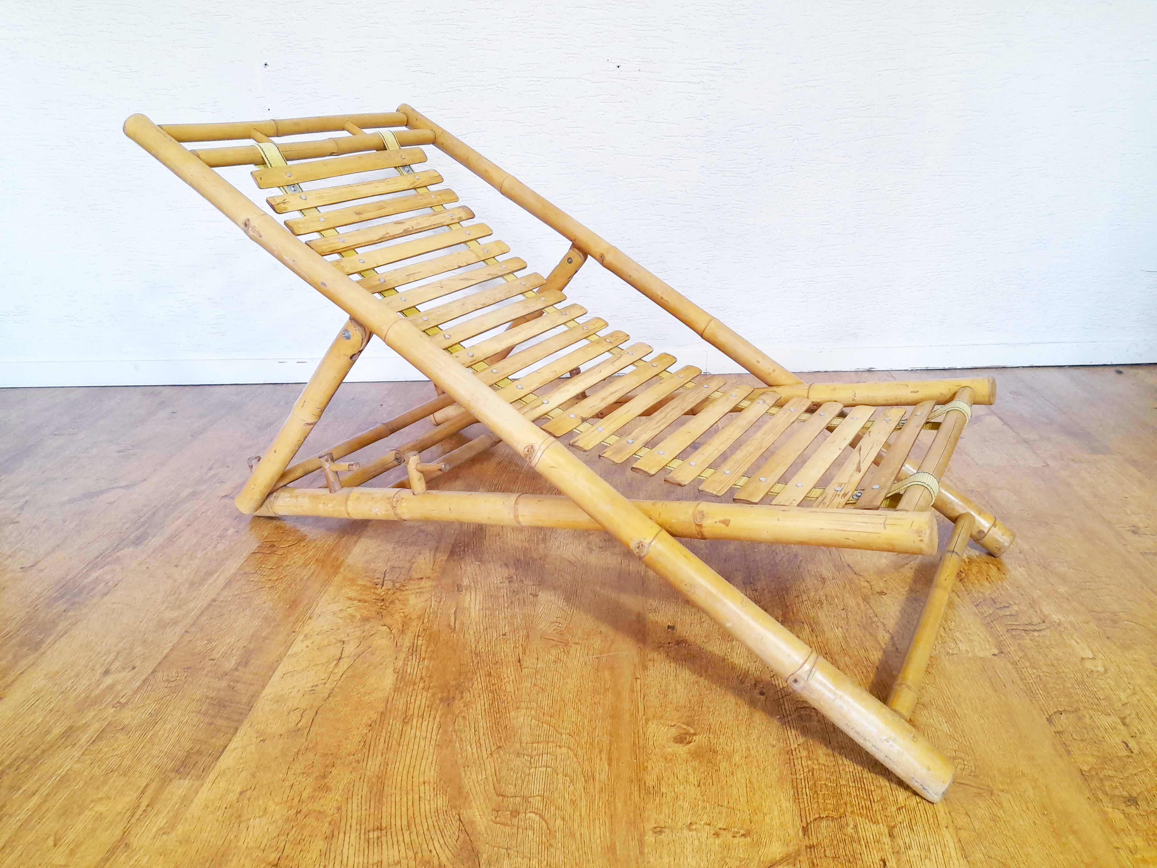 Vintage bamboo deckchair