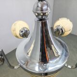 Art Deco Chrome and Glass Chandelier, 5 Globes, 1930s