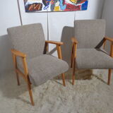 Pair of vintage Scandinavian armchairs from the 60s light wood