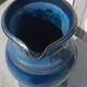 Vase, blue glazed ceramic jug – vintage handmade pottery