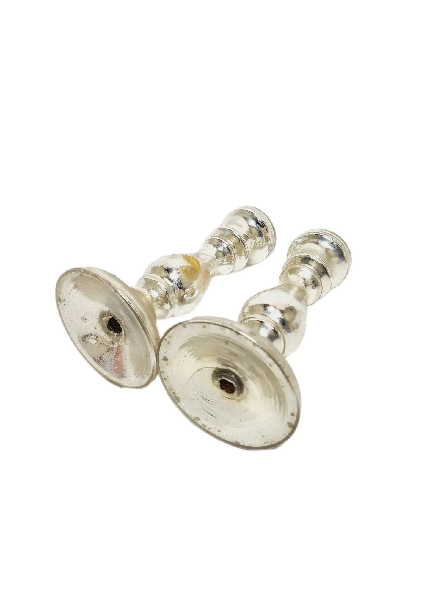 Pair of Candle Holders, Amalgam Glass