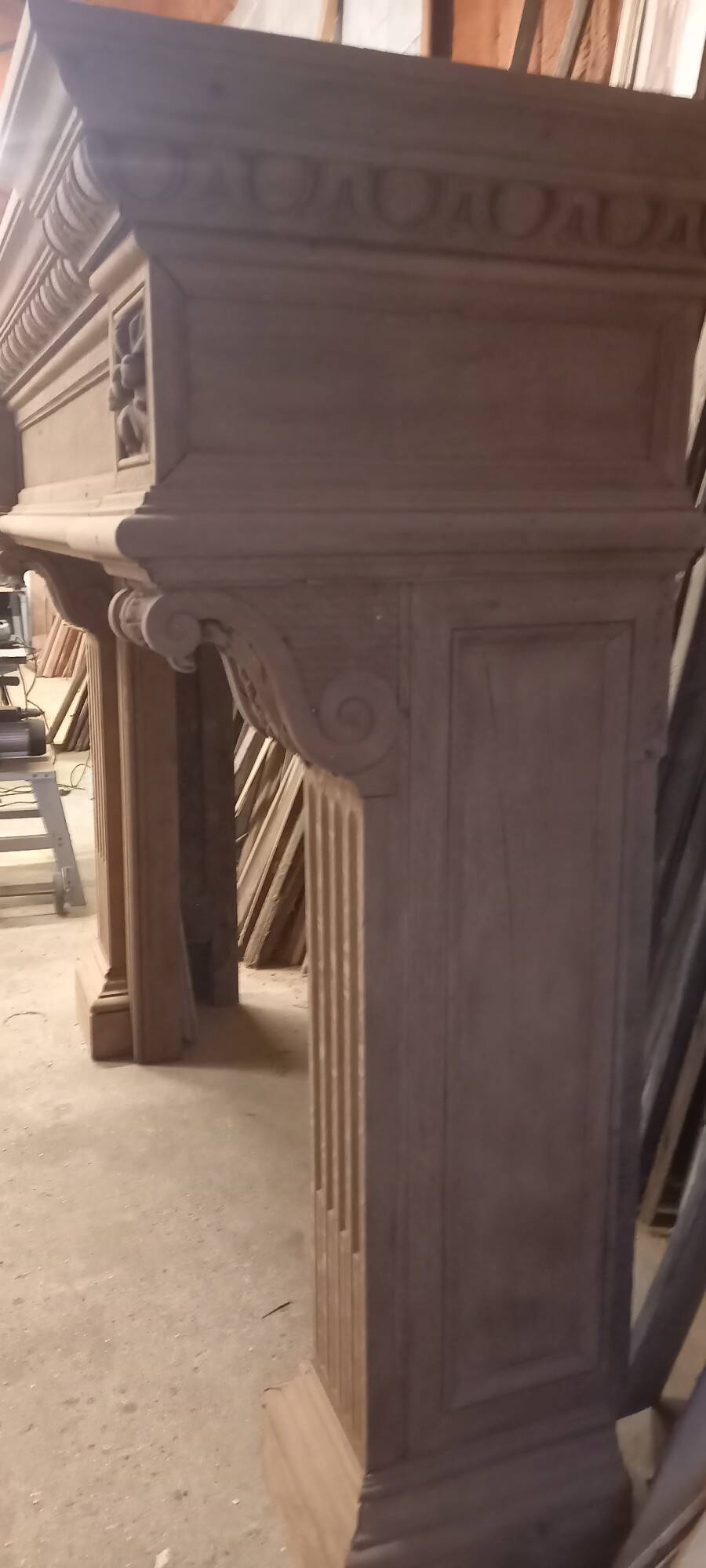 19th-century oak castle fireplace