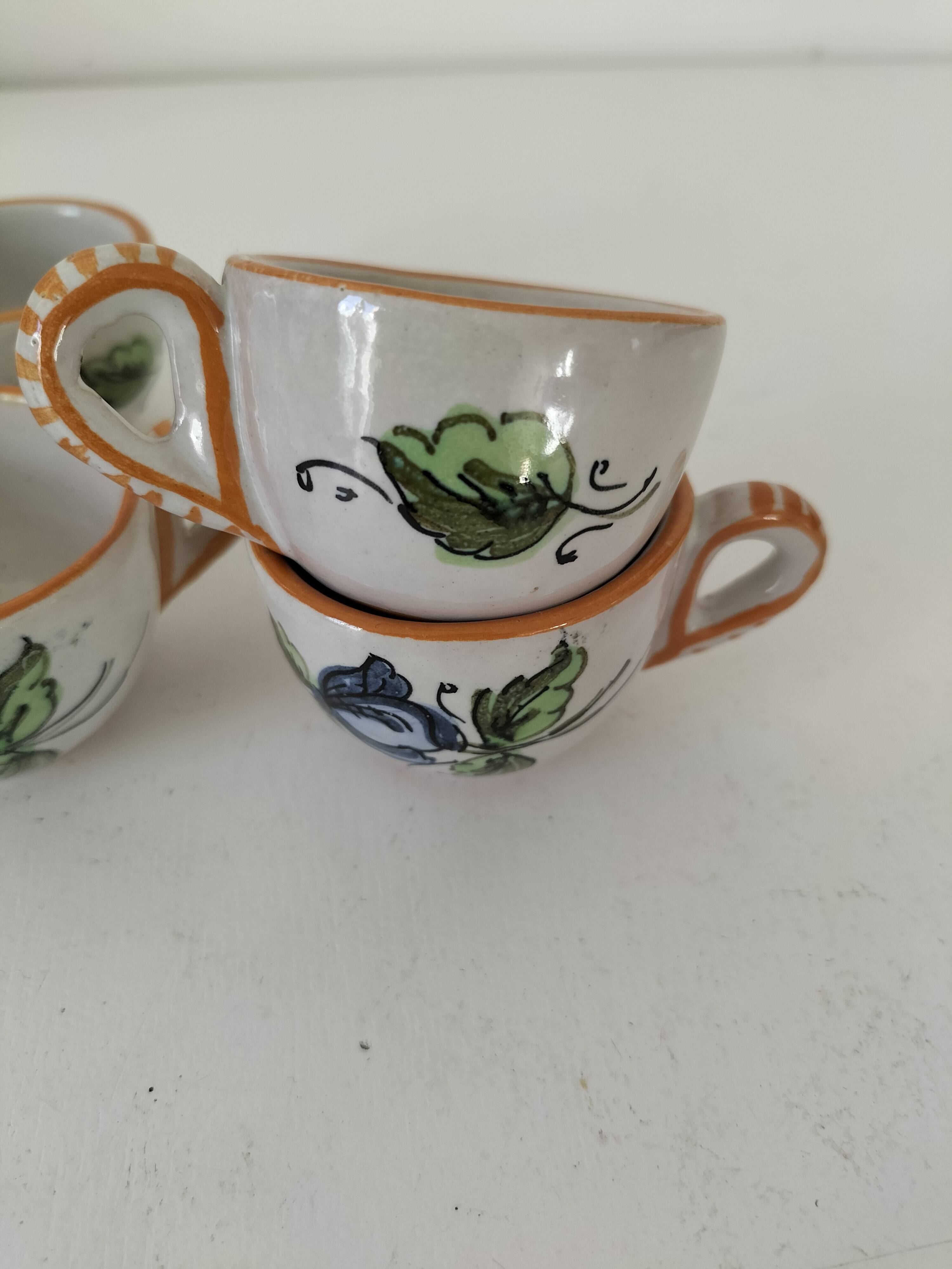 Ensemble 5 mini tasses italiennes en faïence peinte – années 60/70