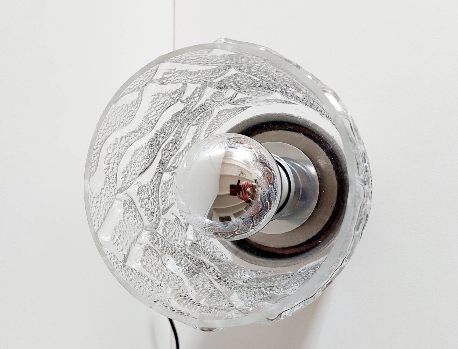 Vintage glass and stainless steel lamp