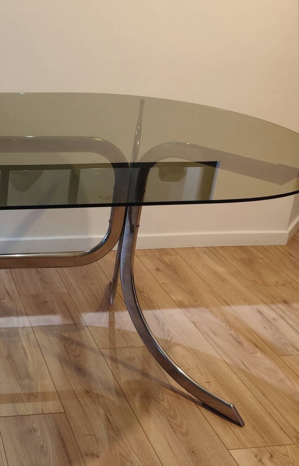 Vintage glass and chrome table