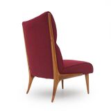 Set of wooden and boucle chairs, 1940s