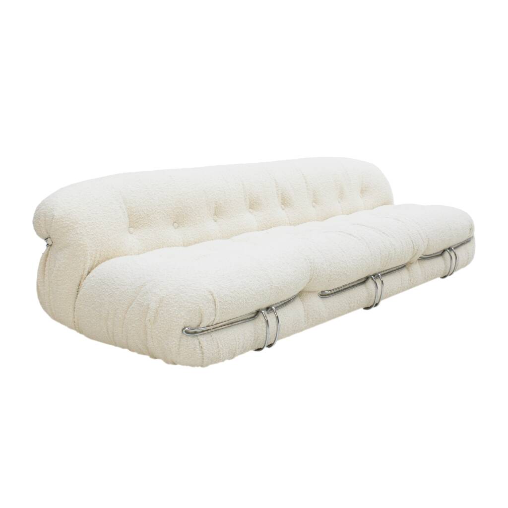 Tobia Scarpa Mid-Century Modern Bouclé Fabric "Soriana" Italian Sofa