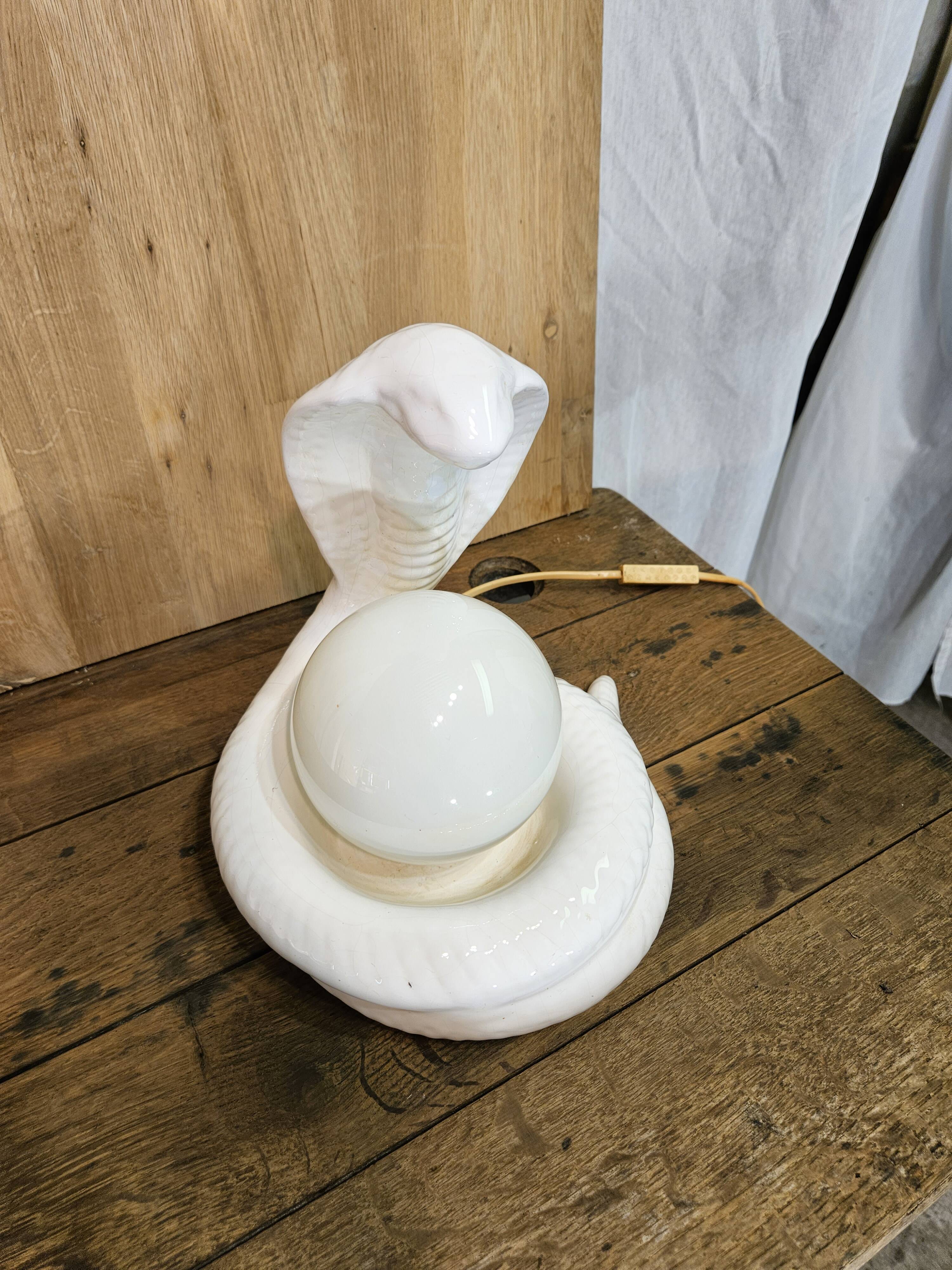 Cobra snake lamp 1970 1980 Avobin Italy