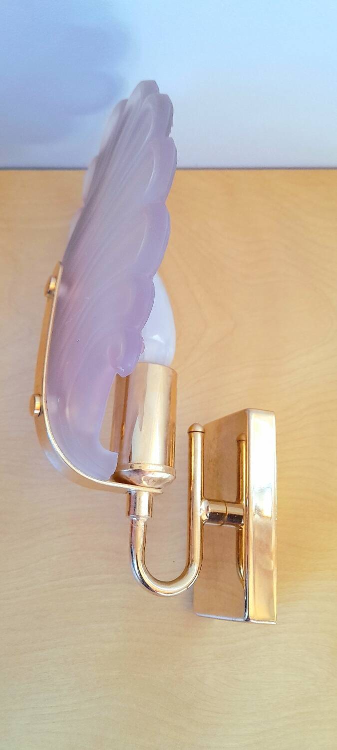 Frosted glass leaf wall light, 1980.