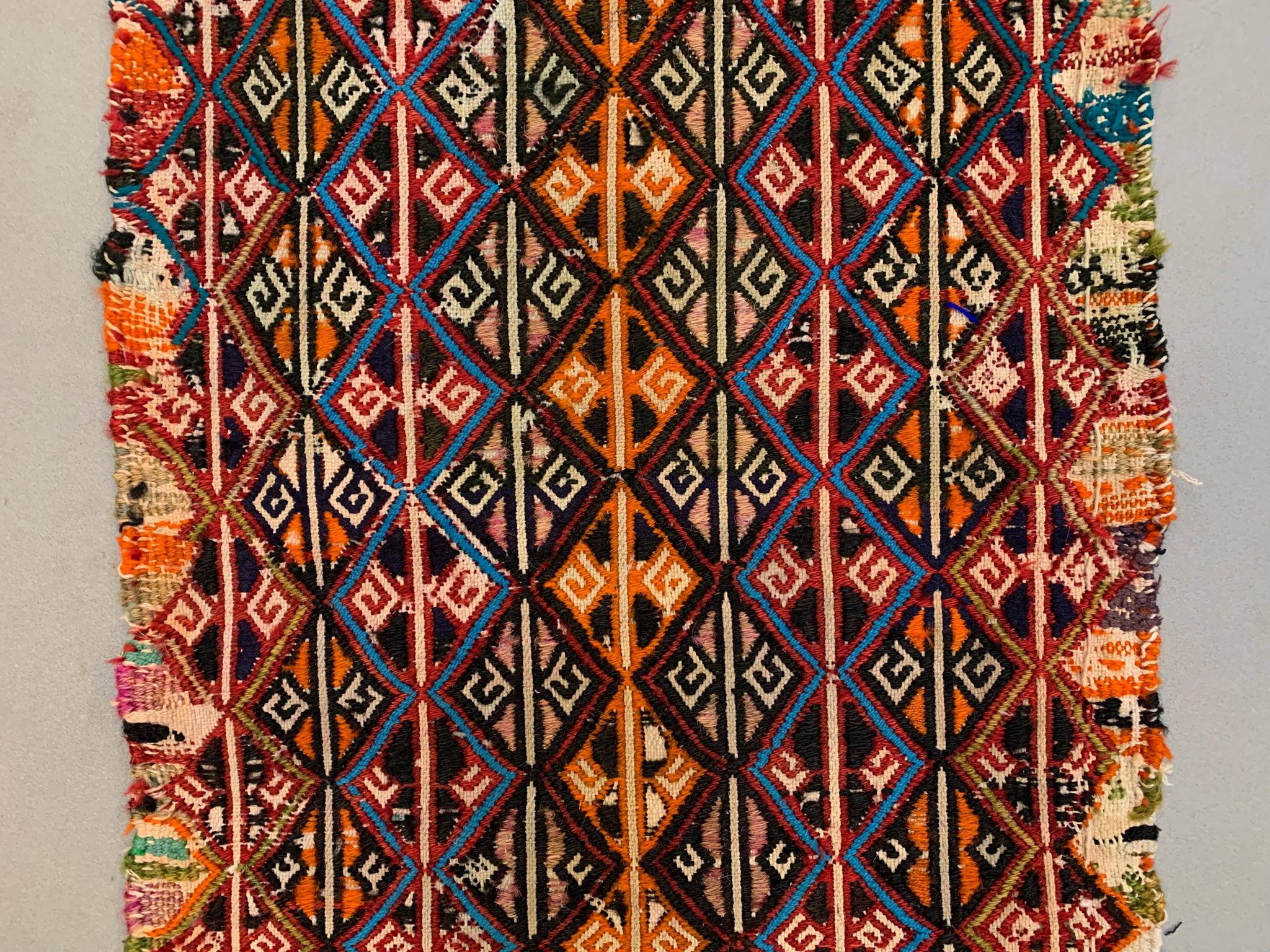 Vintage Turkish Mini Kilim 91x47 cm Wool Small Kelim Runner, shabby Chic
