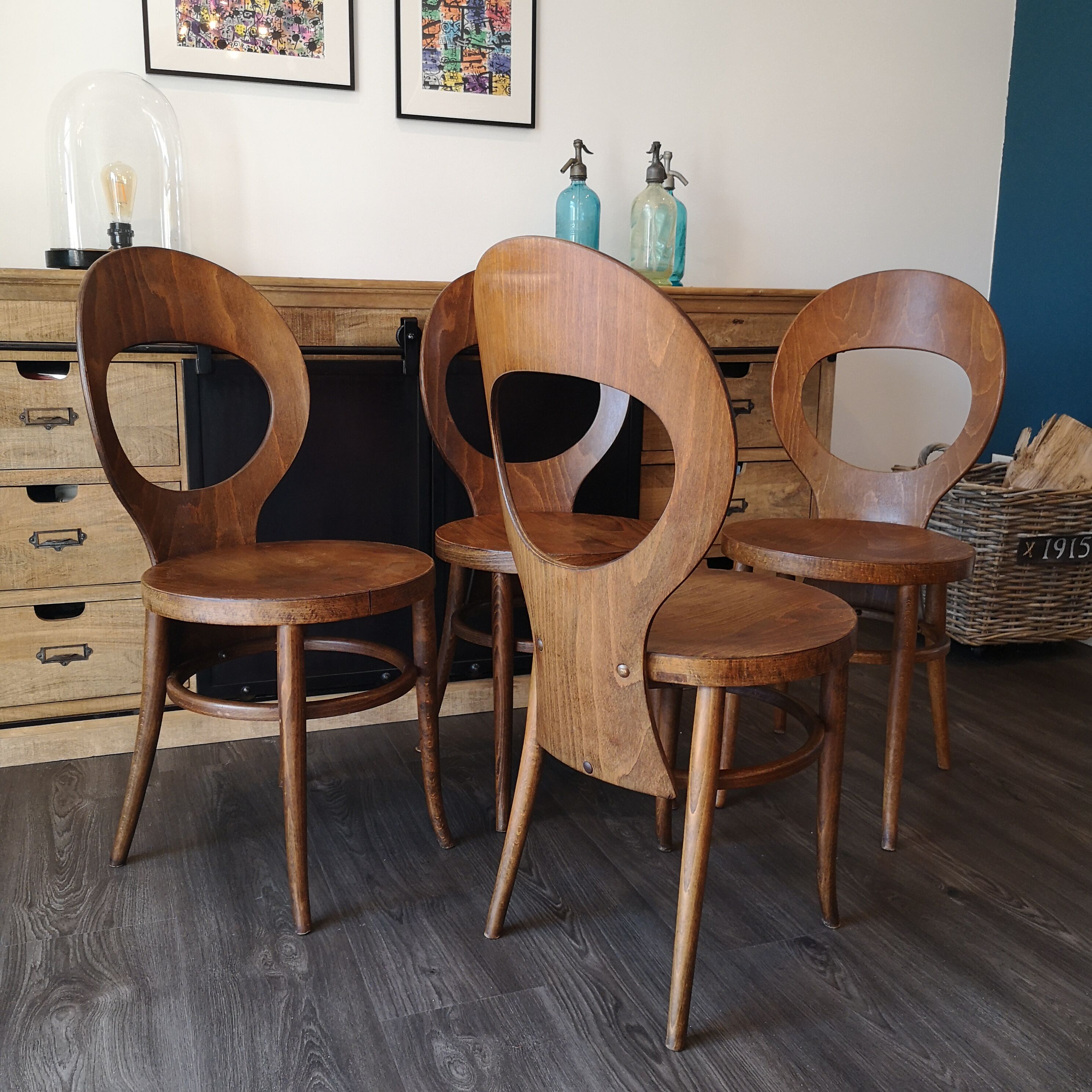 Série de 4 chaises bistrot Baumann mouette