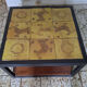 Low Table in Glazed Ceramic and Black Metal, Decorated with Stylised Birds