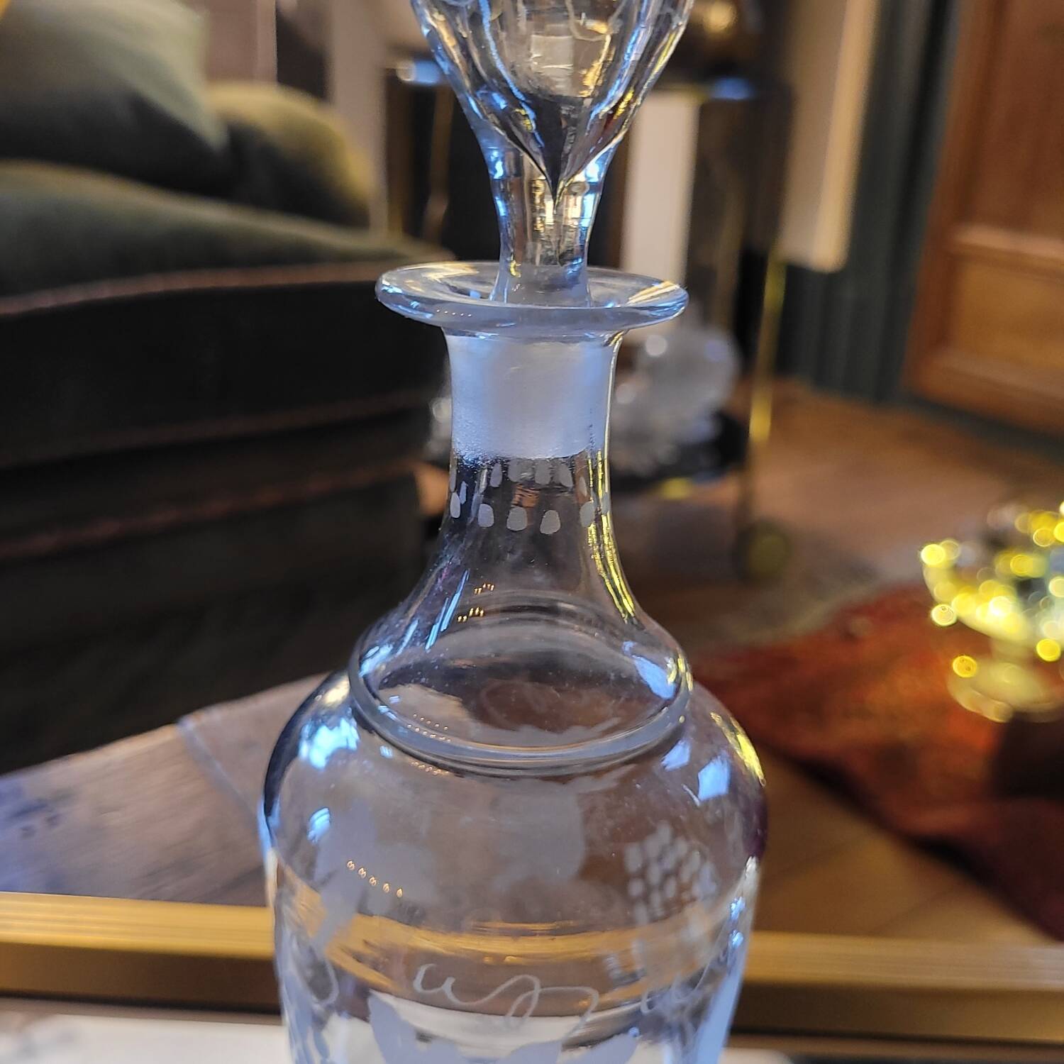 Engraved glass carafe – 1950s-60s