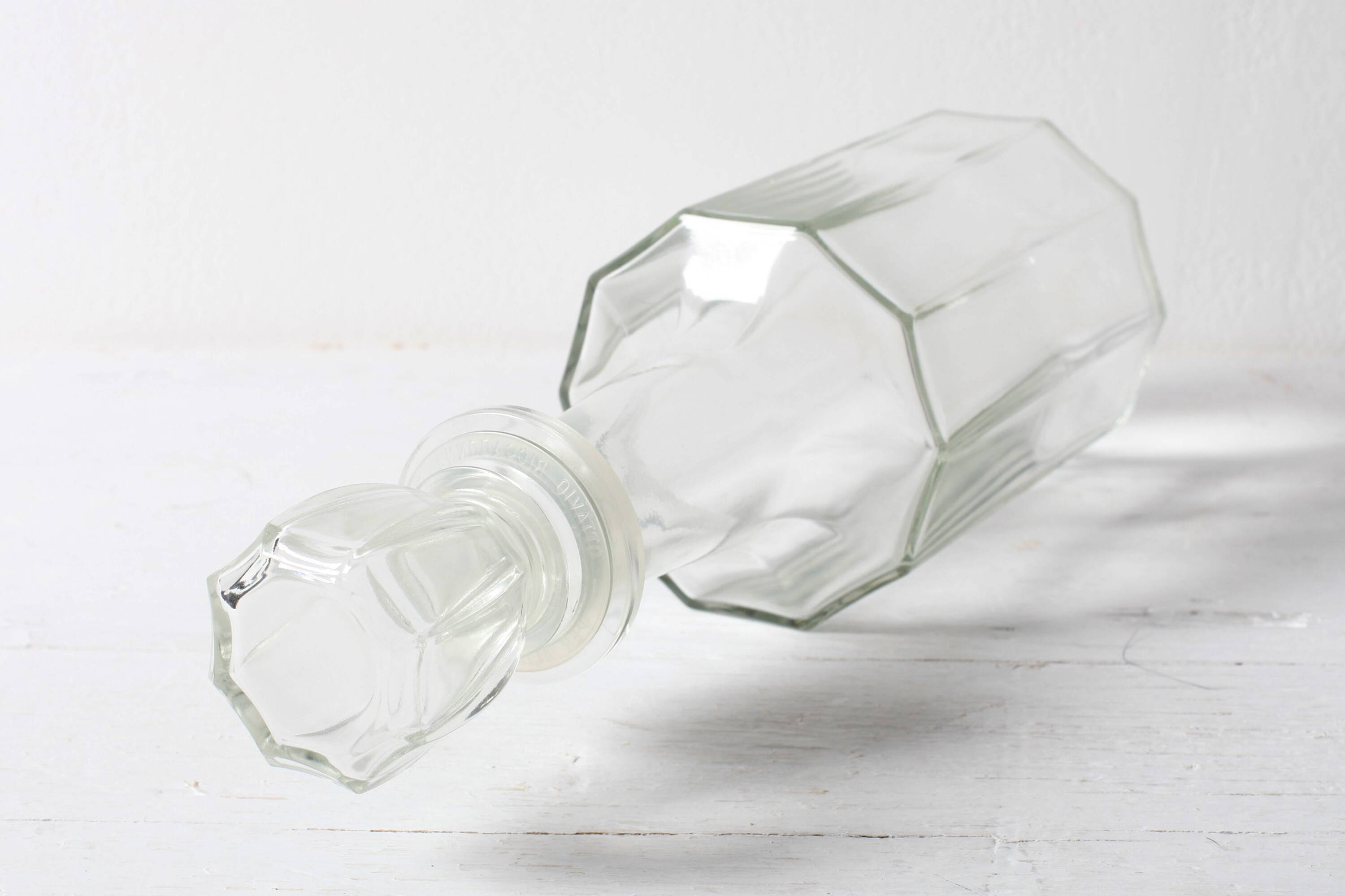 Vintage Italian Clear Glass Decanter / Marked “O.R. brevettato”