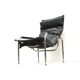 2x Vintage black leather armchair by Strässle HE1106 designed by Hans Eichenberger