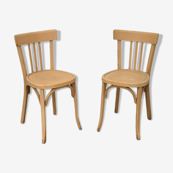 Pair of Baumann bistro chairs vintage patina
