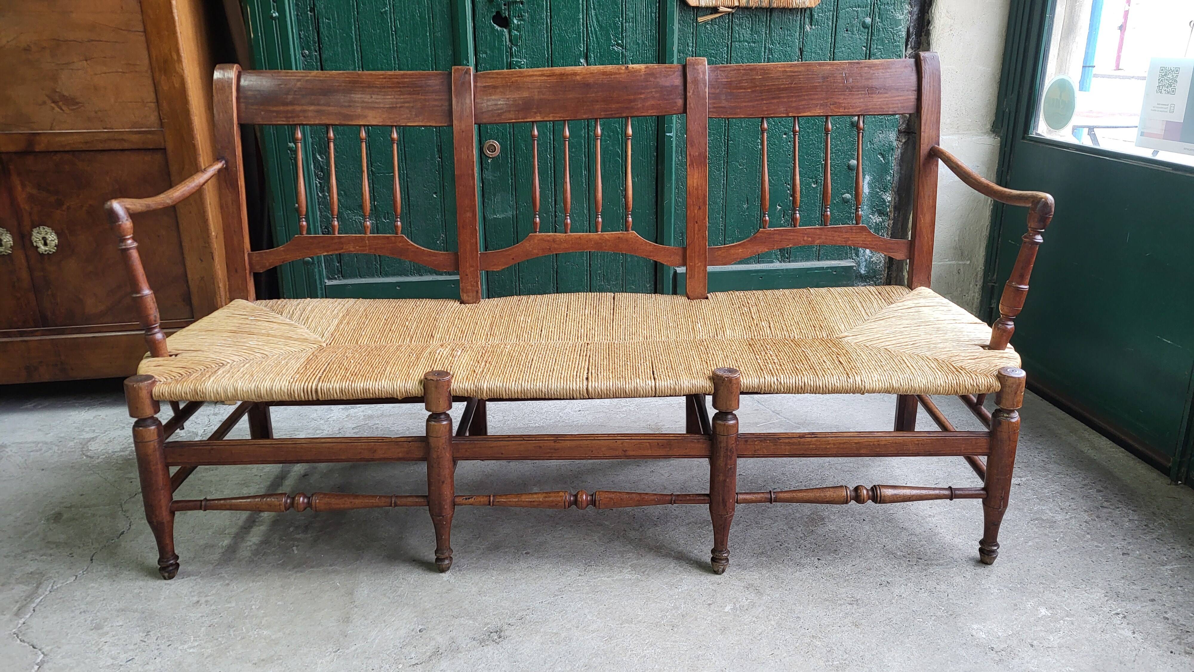 THREE-SEATER STRAW BANQUETTE PROVENCAL RADASSIER