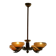 Art Deco chandelier with 4 arms in glass and brass, Sweden, 1940s