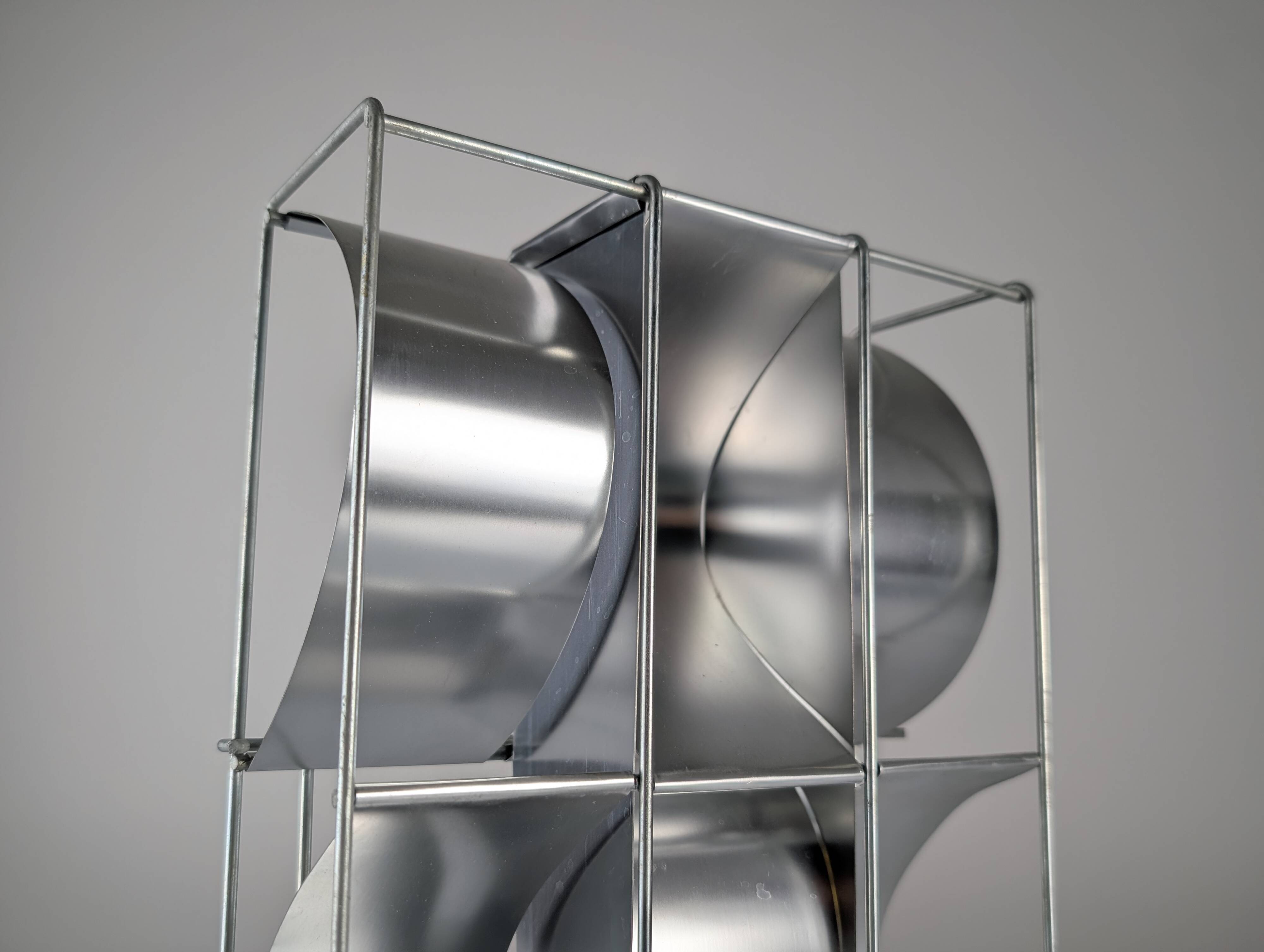 Max Sauze original aluminium geometric wall sconce, 1970s