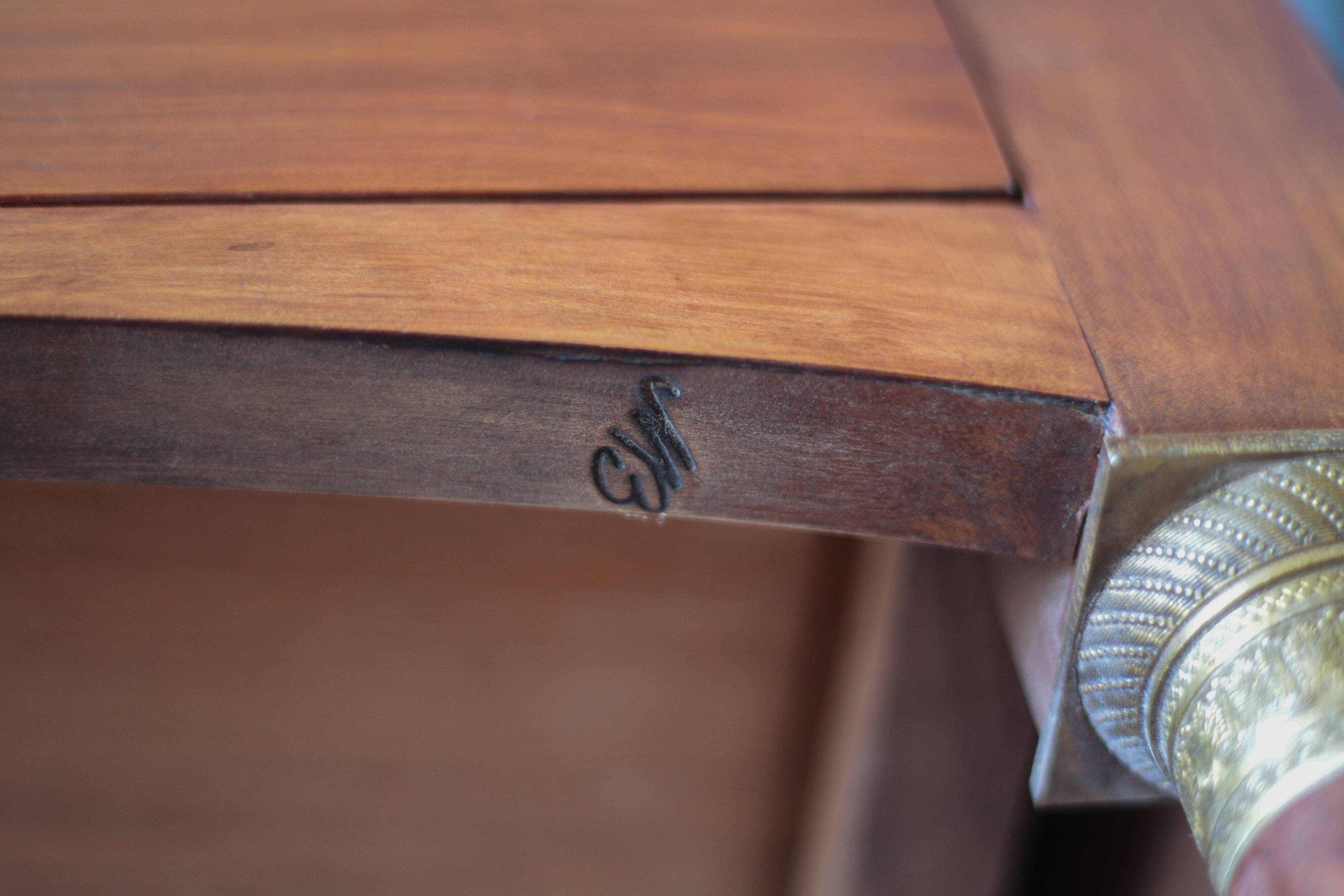 Bedside table or console in Empire style, drawer unit, end table.