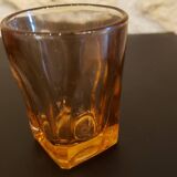 Lot de 9 verres roses vintage base carrée