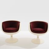 Eero Aarnio pair of Cognac alpaca velvet chairs 1967