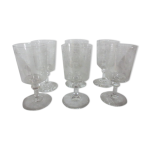 6 verres à pied en cristal