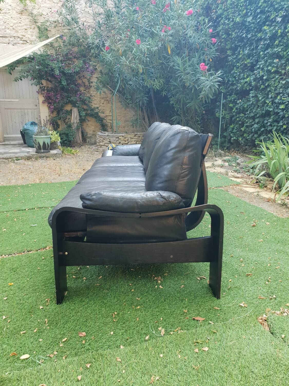 3 seater leather sofa 1970