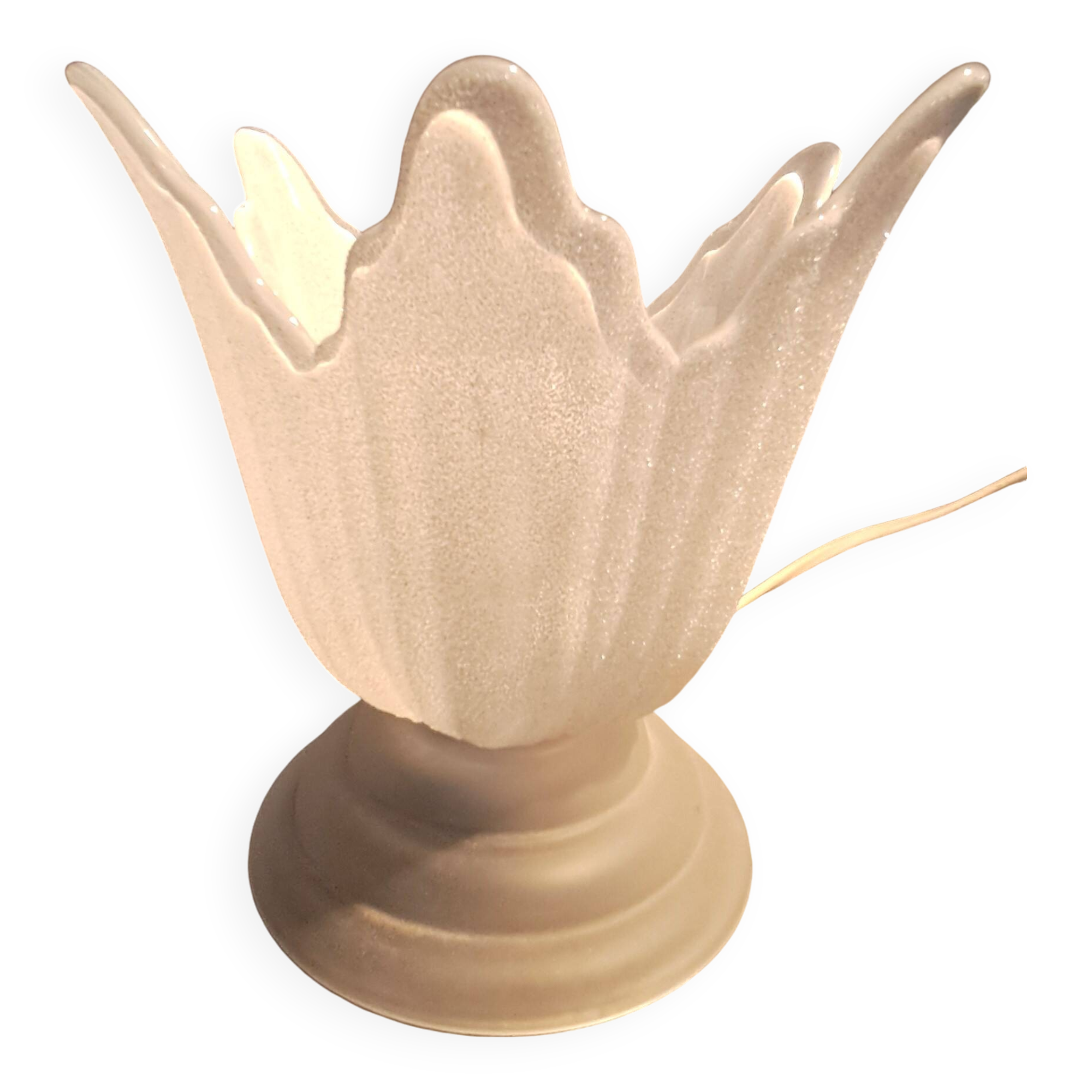 Art Deco style 1960s bedside lamp in molded and granite glass.