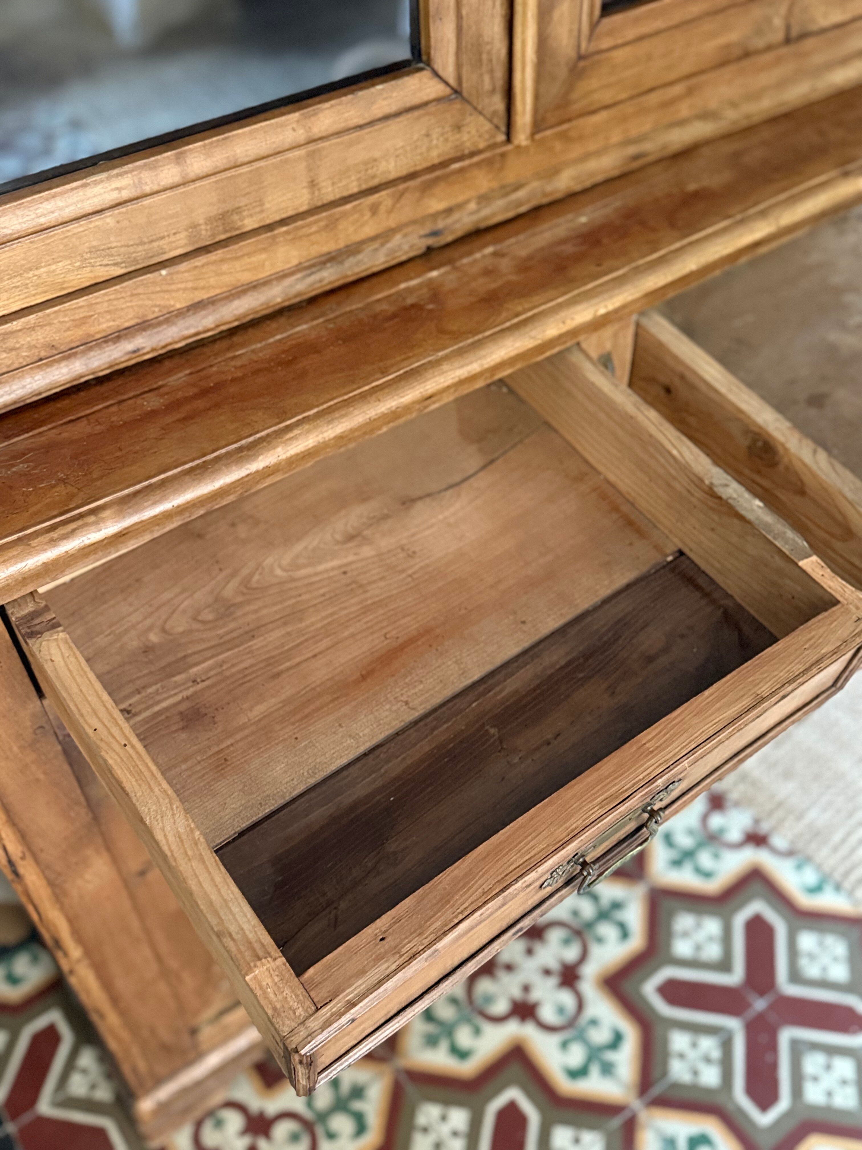 Antique two-body buffet in solid wood