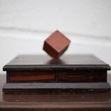 Wooden box with compartments, jewelry box, game box, rotating die, storage, vintage box