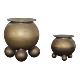 Pair of brass tripod candle holders, Gusum Bruck Sweden, candle holder.