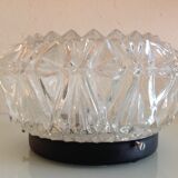 Structured glass round ceiling lamp / vintage 60s-70s