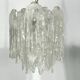 Mazzega Ice glass, pair of vintage murano chandeliers from 70s