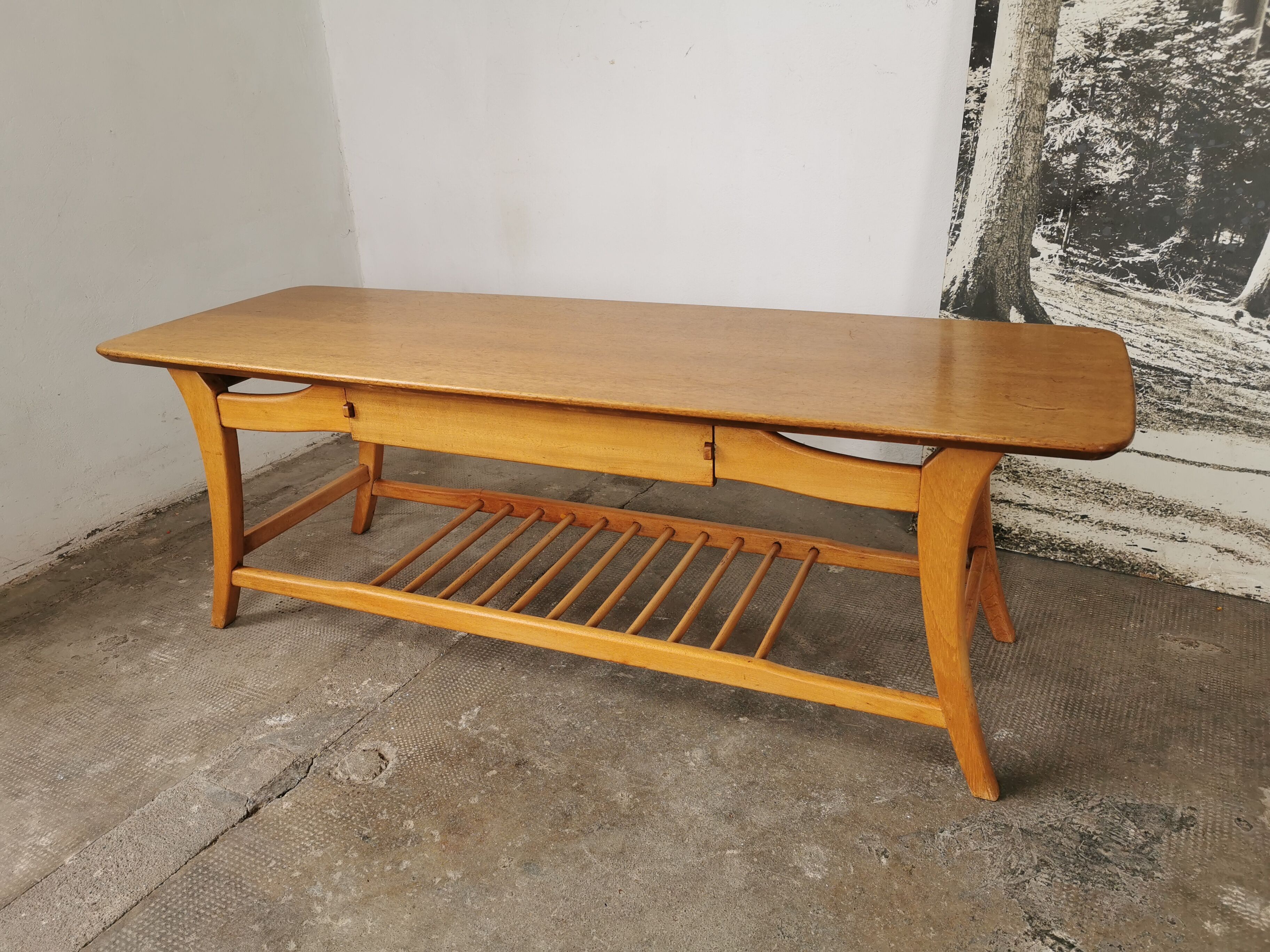 Scandinavian coffee table in blond wood