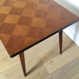 Table basse vintage bois pieds compas