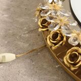 Lighted Floral mirror of Palwa 1975 diameter 50cm