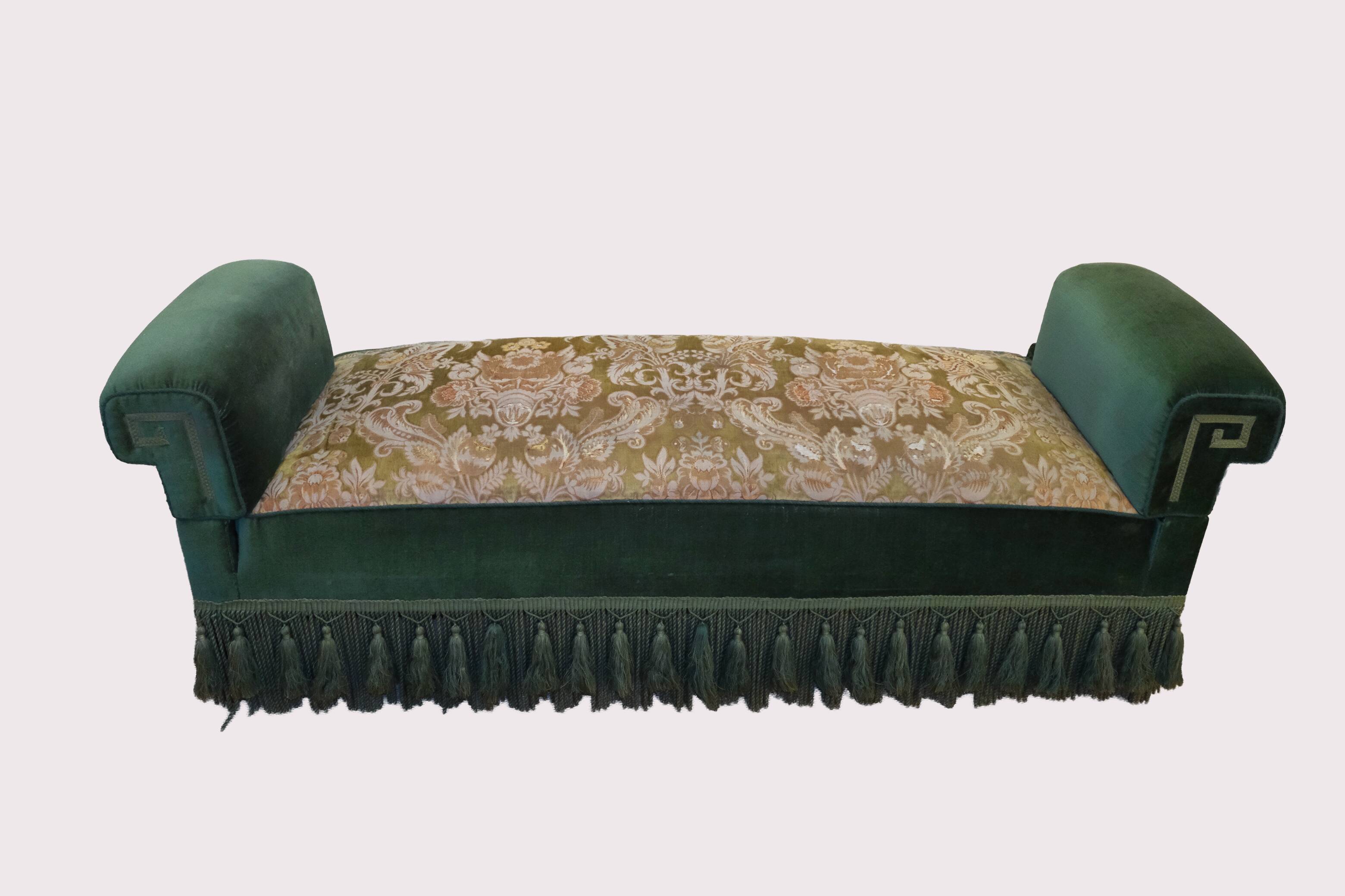 German Art Nouveau sofa bed c.1900 – green velvet