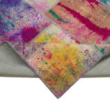 Handwoven Oriental Overdyed 198 cm x 302 cm Multicolor Patchwork Rug