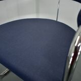 Anton Lorenz for Thonet "Ss33" chrome Armchair in blue fabric , 1970s