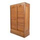 Double curtain cabinet in solid oak