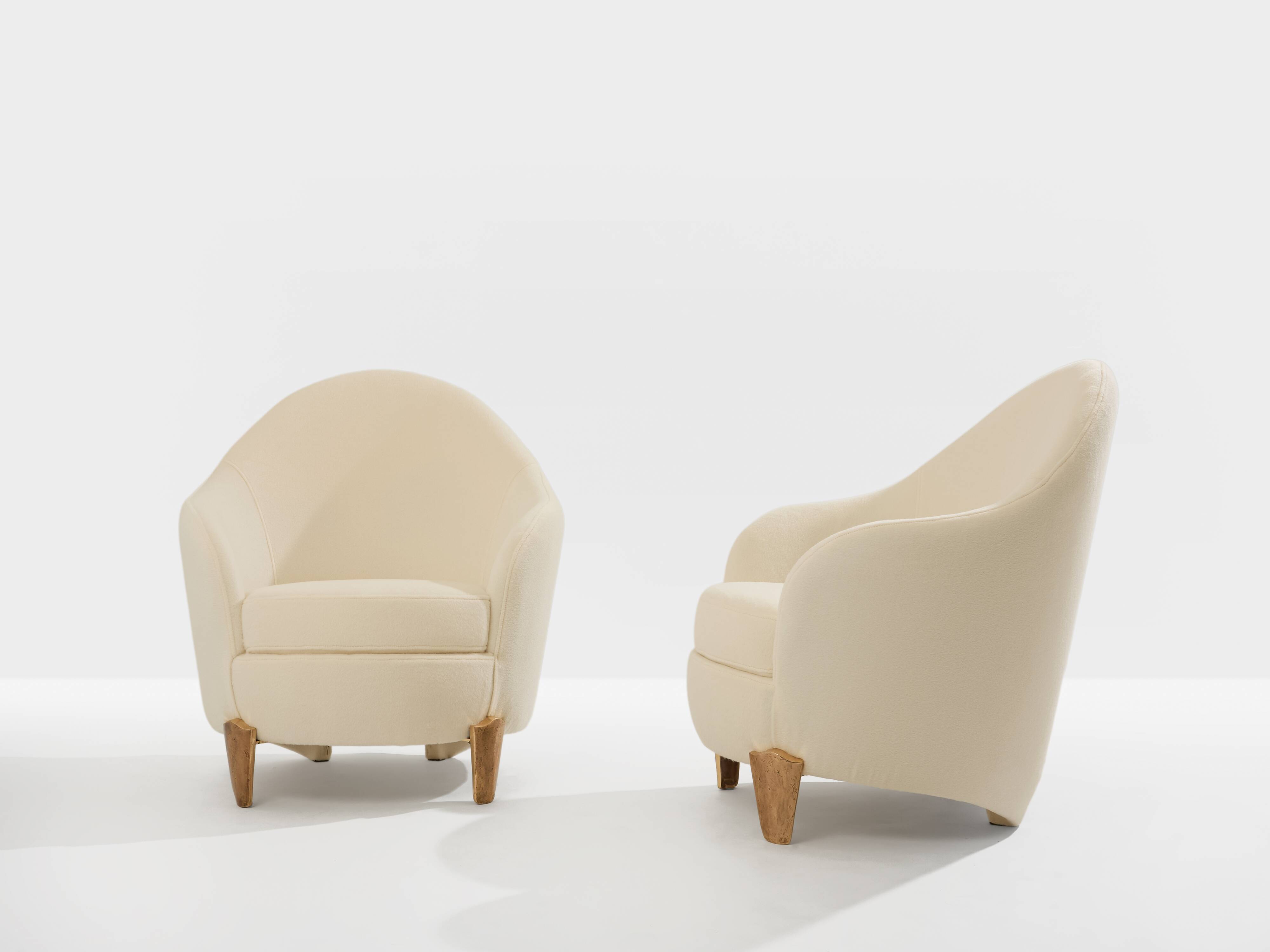Garouste & Bonetti Koala armchairs in bronze and alpaca 1995