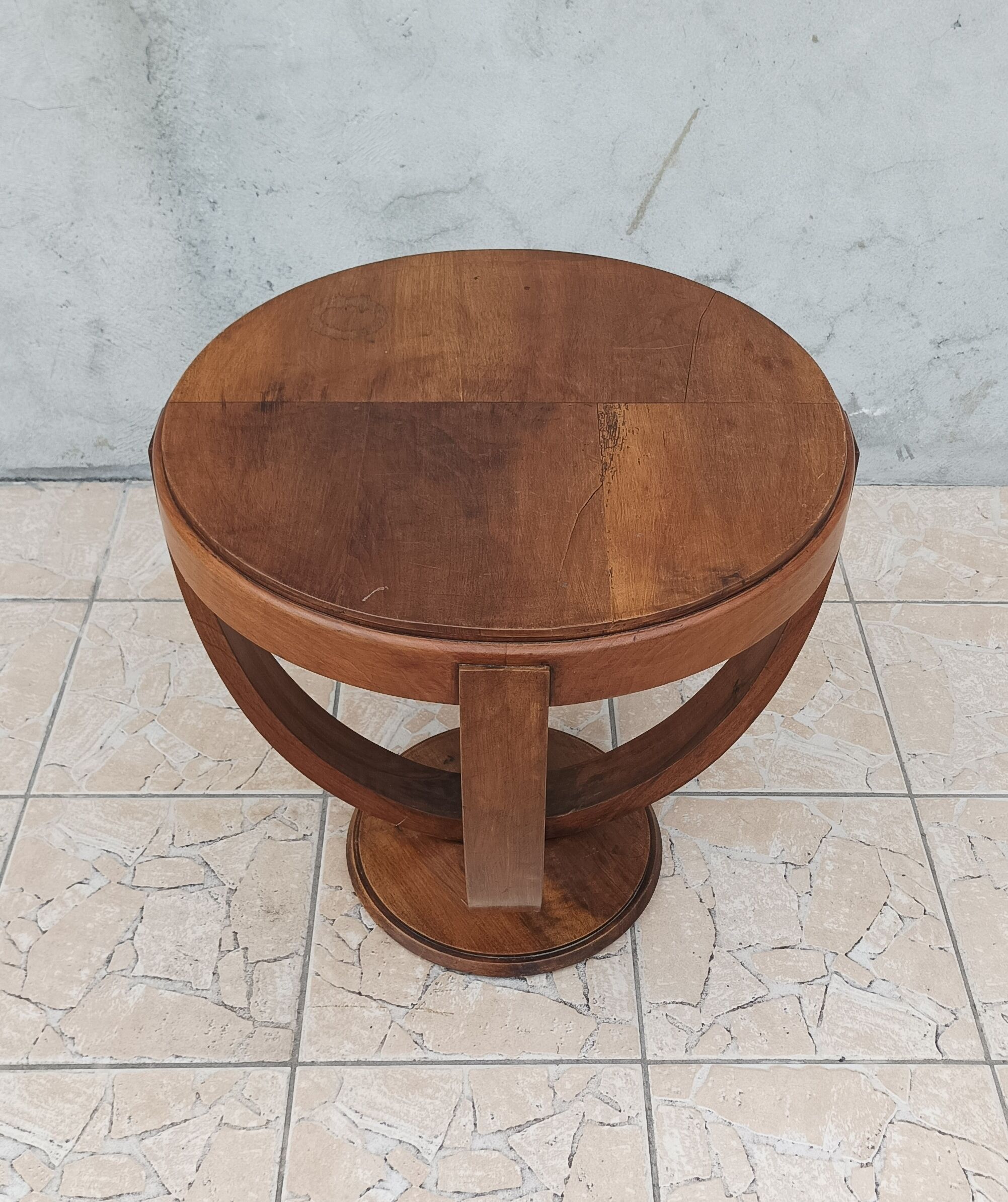 Art Deco pedestal table walnut side table