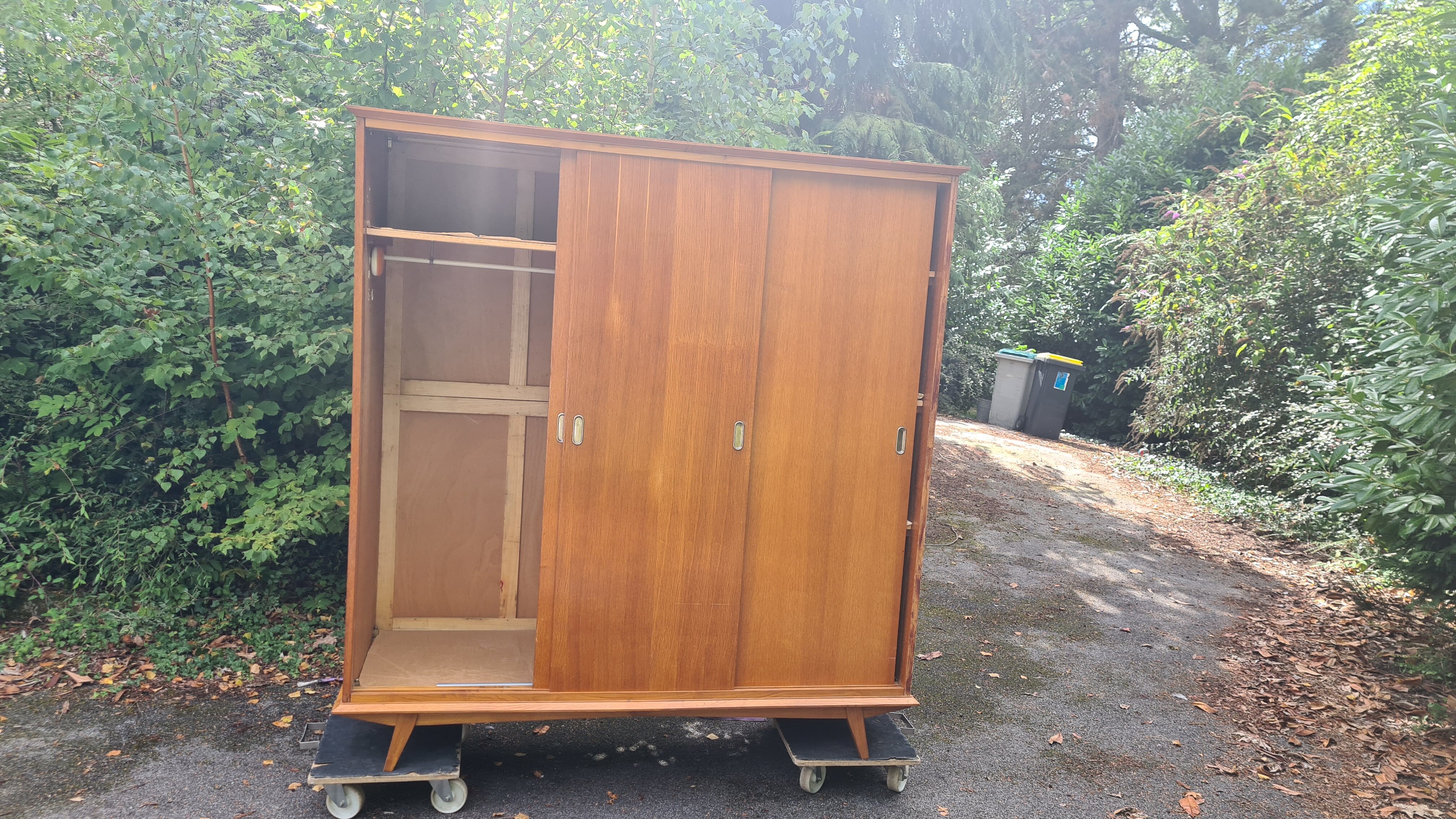 Wooden wardrobe / wardrobe feet compass / 60s