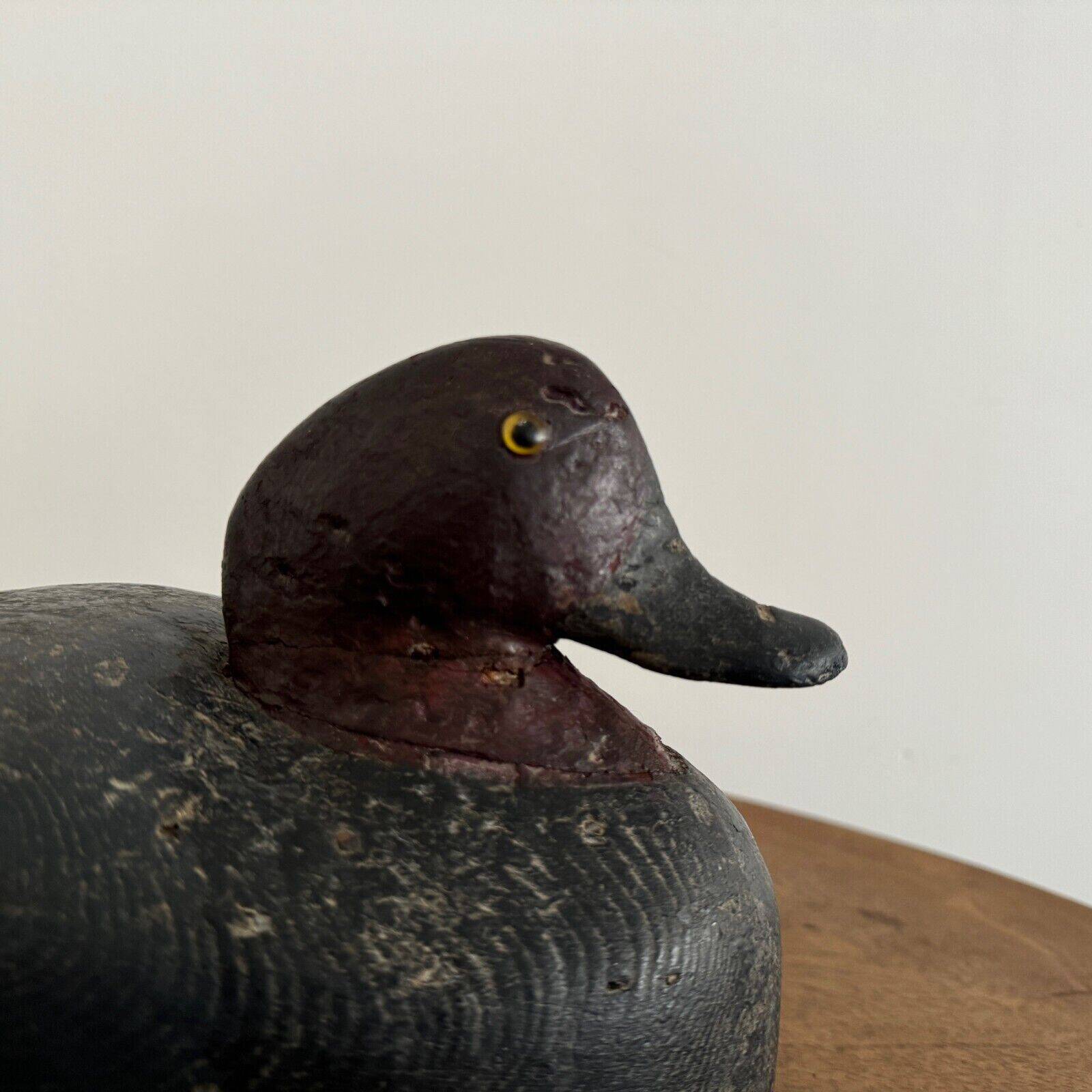Duck caller in polychrome carved wood, early 20th century folk art