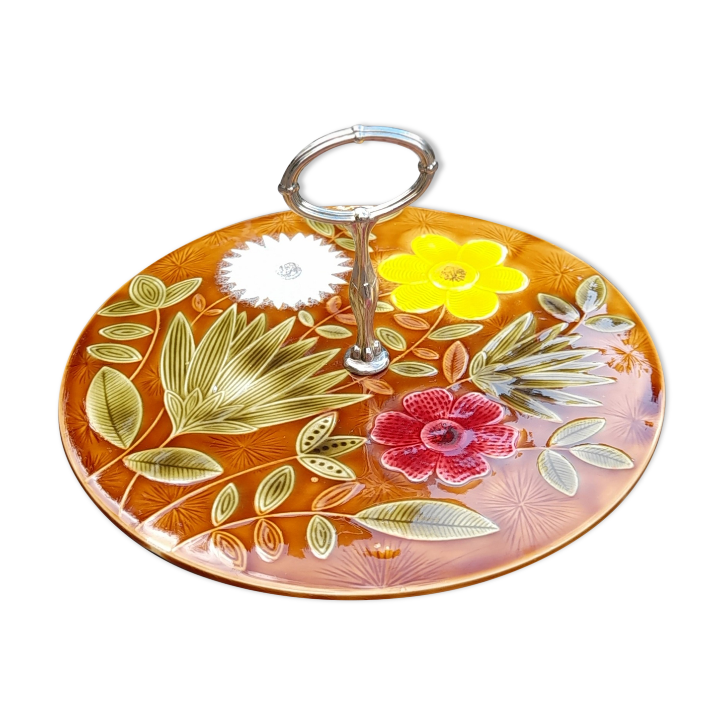 Servant / Cheese dish or earthenware cakes Sarreguemines vintage