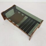 Glass, wenge and leather coffee table, brasil, 1970