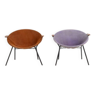 Pair of “Balloon” chairs by Hans Olsen for Lea  Design (Denmark, 1950s).