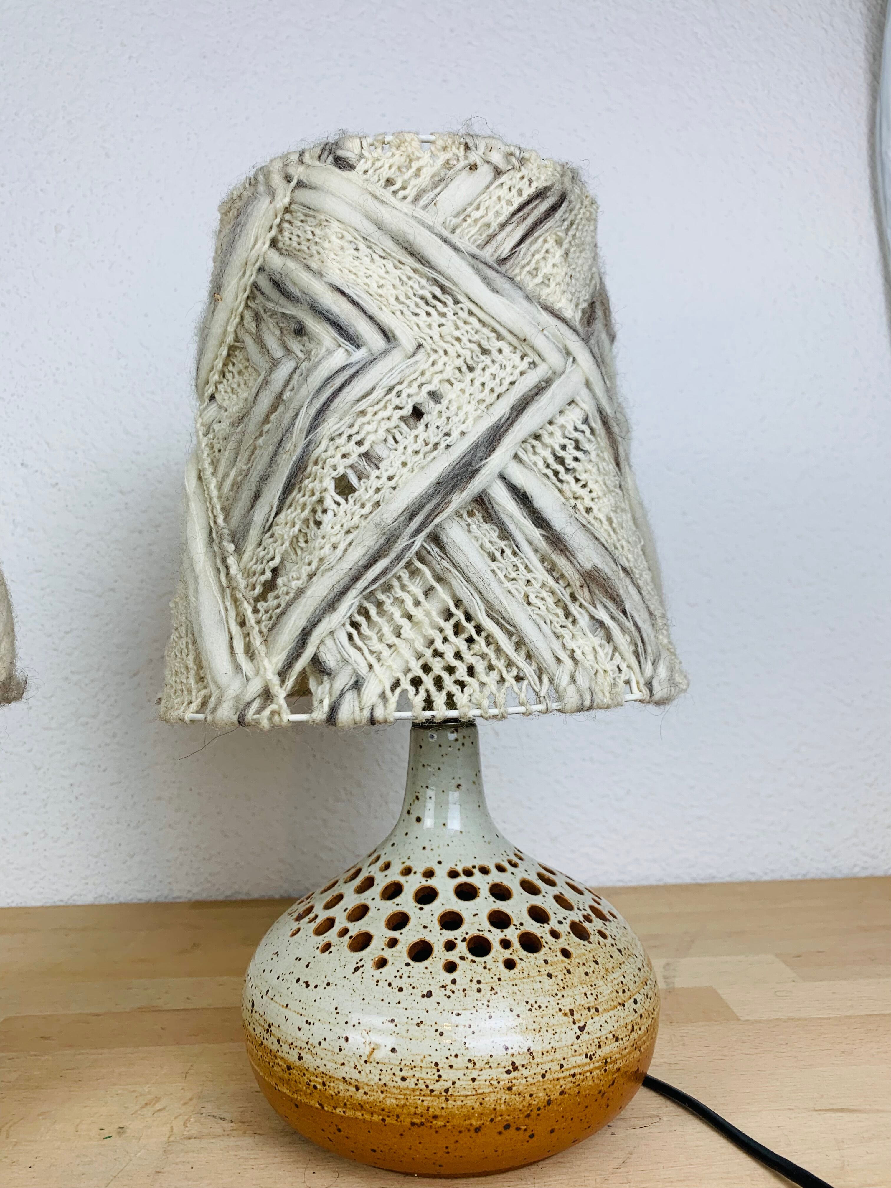 Paire de lampes grès abat jour laine atelier 7 soleils de Bernadette Ver Eecke Scherrer