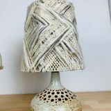 Pair of lamps sandstone lampshade wool workshop 7 suns by Bernadette Ver Eecke Scherrer